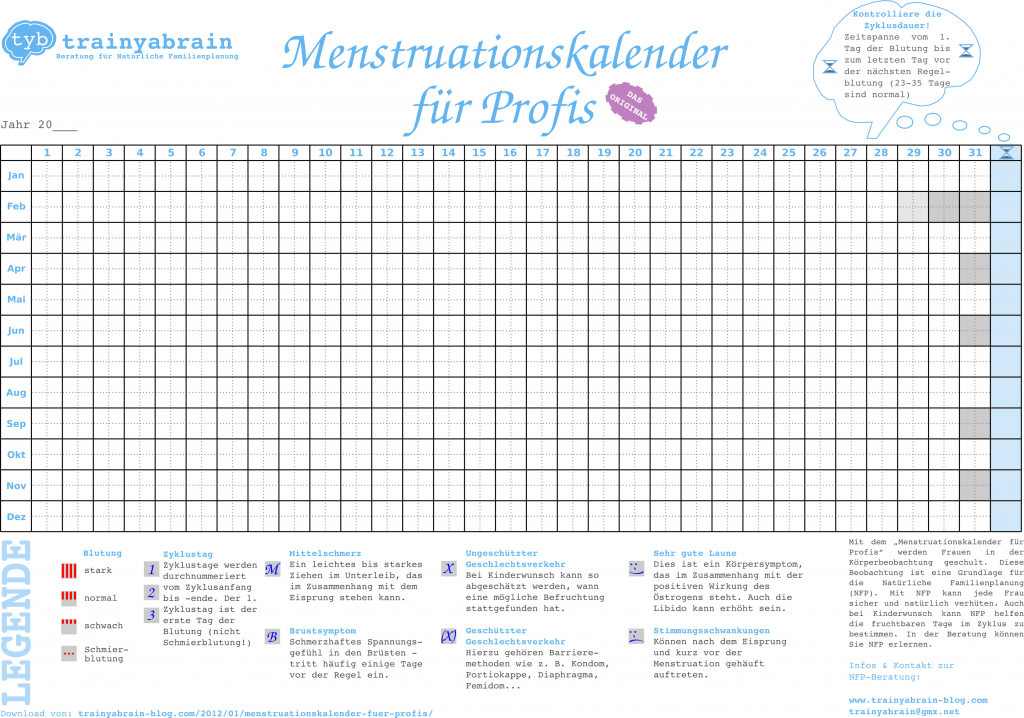 Menstruationskalender-Zykluskalender-Regelkalender-Periodenkalender